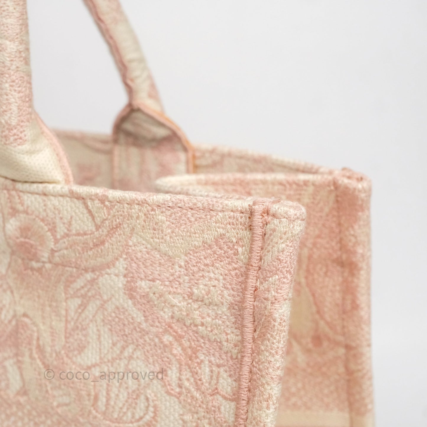 Christian Dior Medium Book Tote Ecru and Pink Toile de Jouy Embroidery