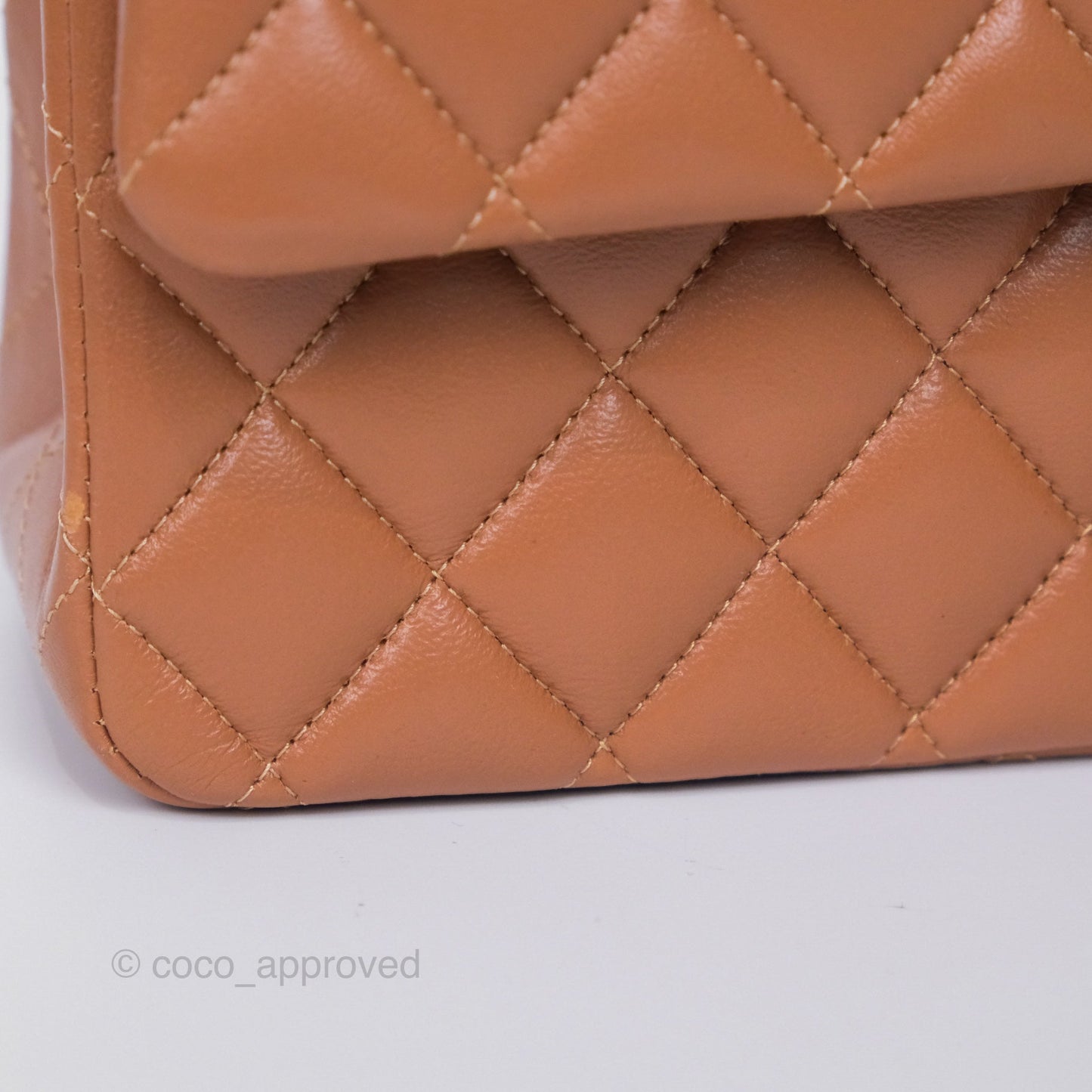 Chanel Medium Classic Quilted Flap Dark Beige Caramel Lambskin Gold Hardware