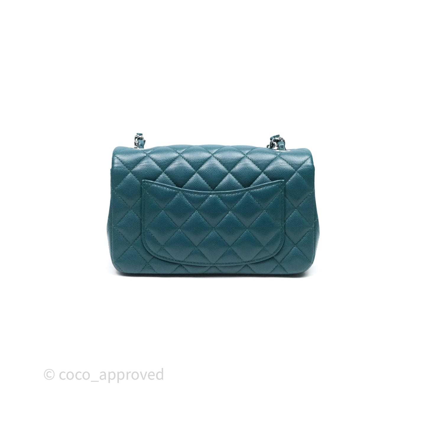 Chanel Quilted Mini Rectangular Green Caviar Silver Hardware