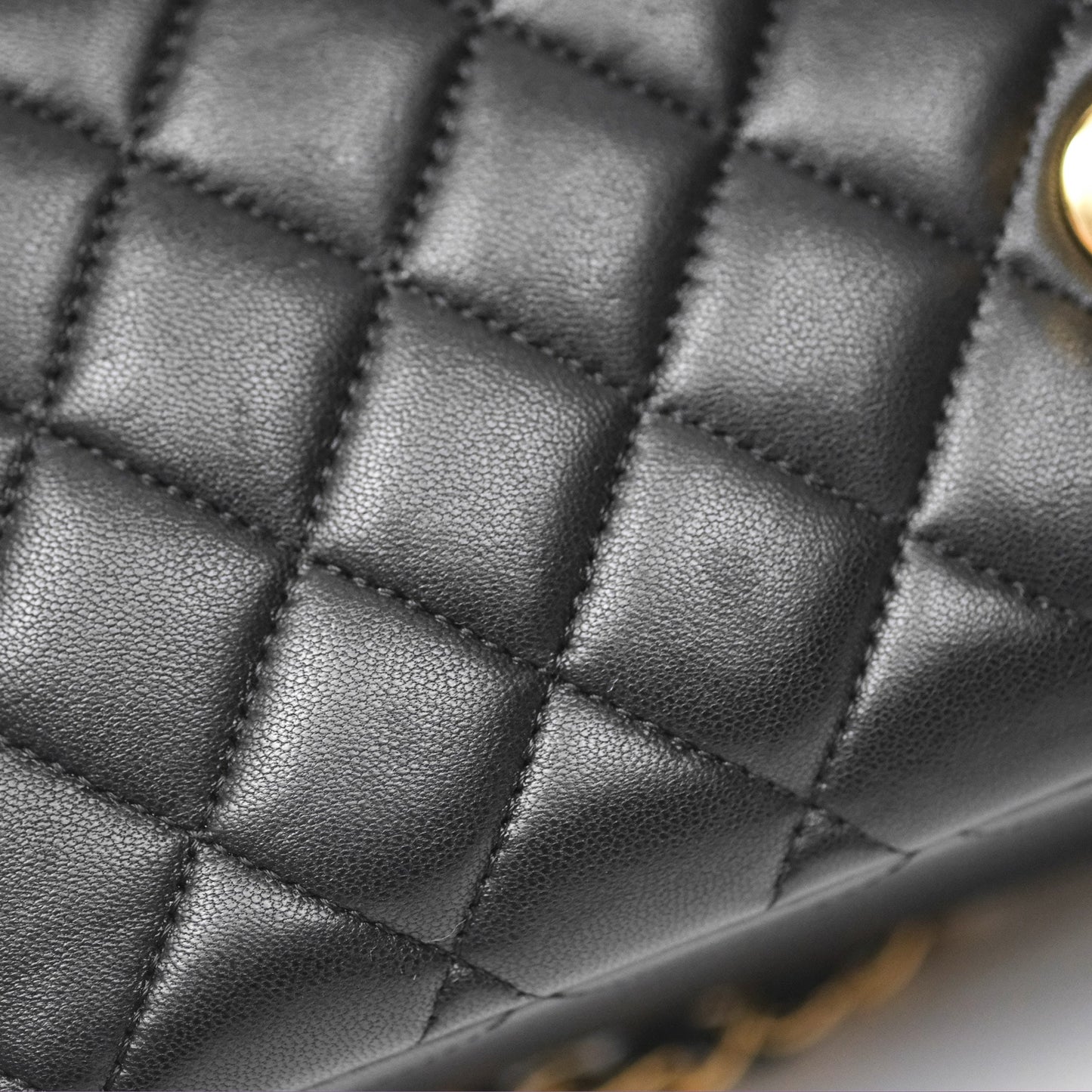 Chanel Classic M/L Medium Flap Quilted Black Lambskin Gold Hardware