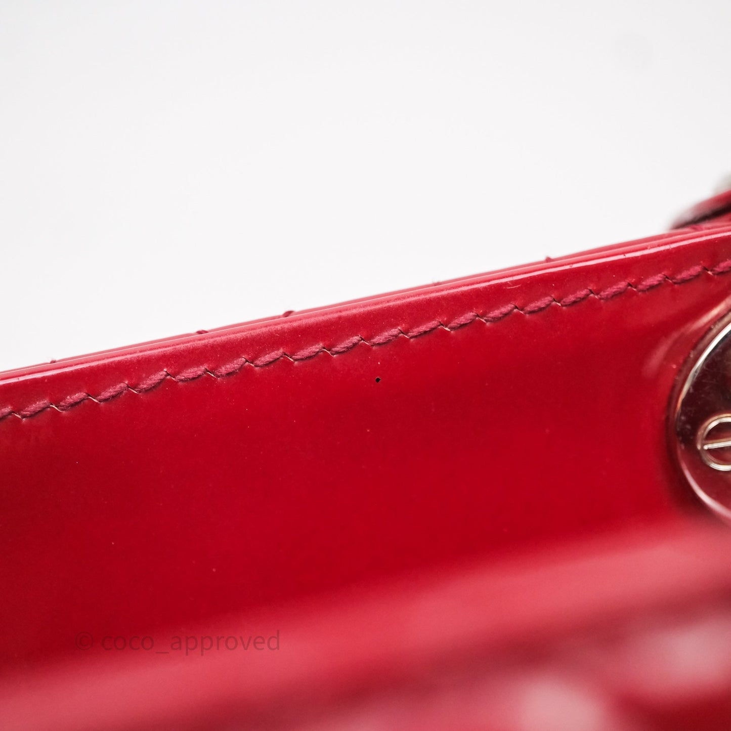 Christian Dior Mini Lady Dior Red Patent Cannage Silver Hardware