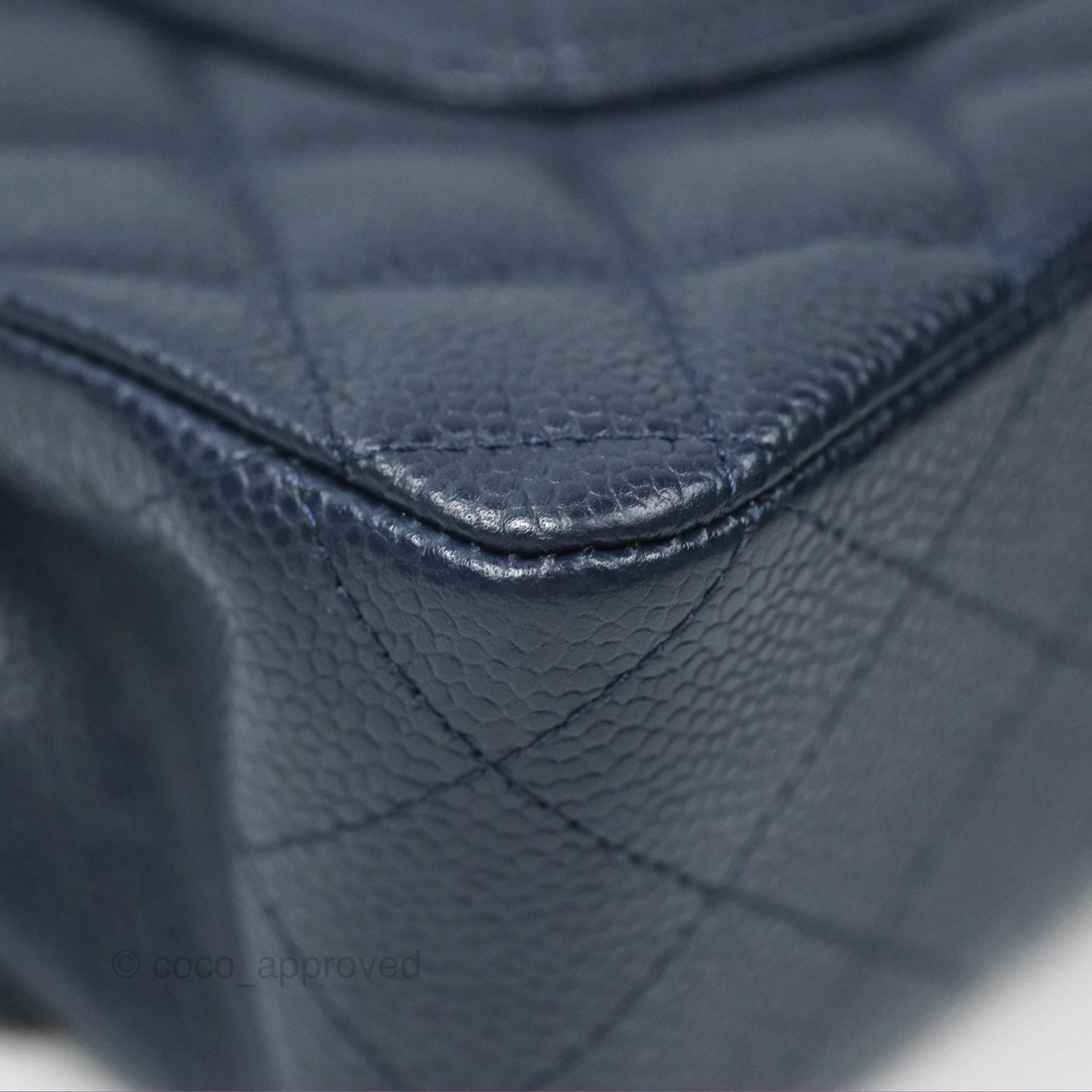 Chanel Classic M/L Medium Flap Quilted Navy Caviar Silver Hardware
