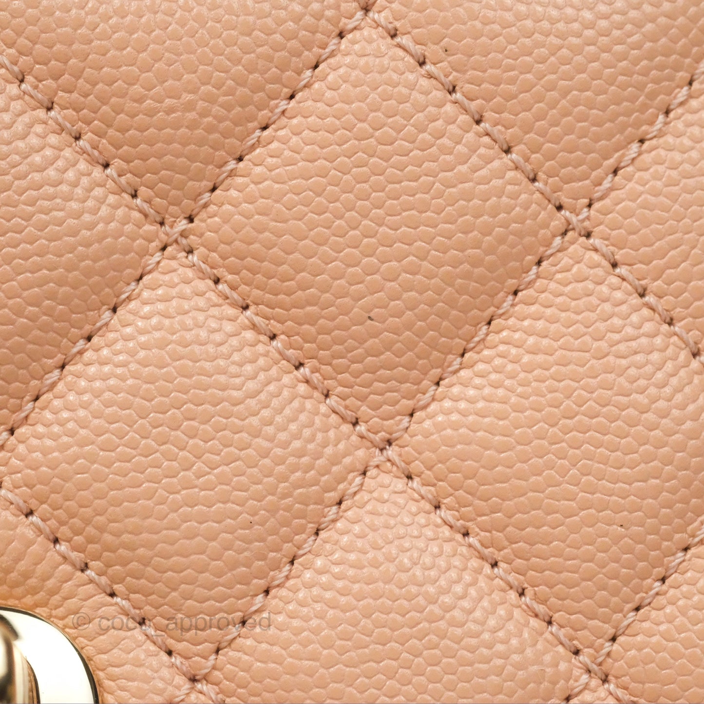 Chanel Quilted Mini Coco Handle Caviar Pink Beige Gold Hardware