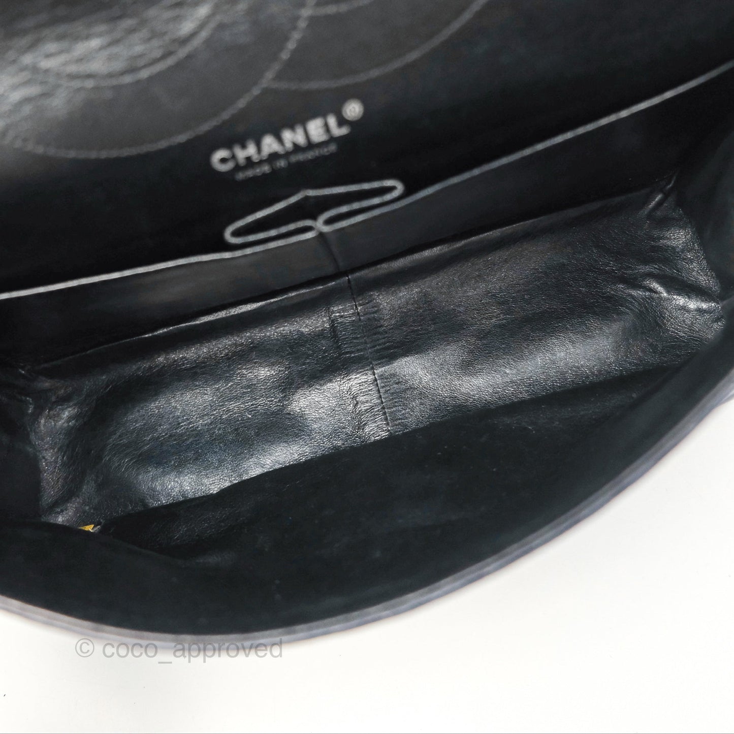Chanel Reissue 227 Flap Quilted Calfskin Black Striped Dark Silver Hardware