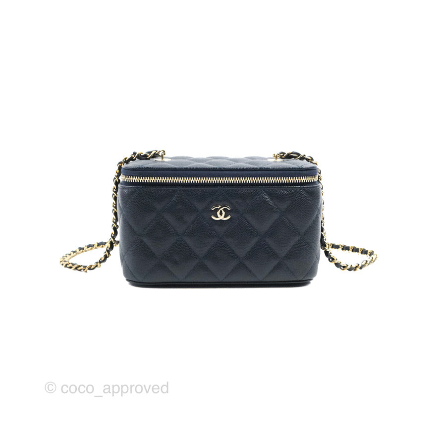 Chanel Vanity with Chain Navy Caviar Gold Hardware
