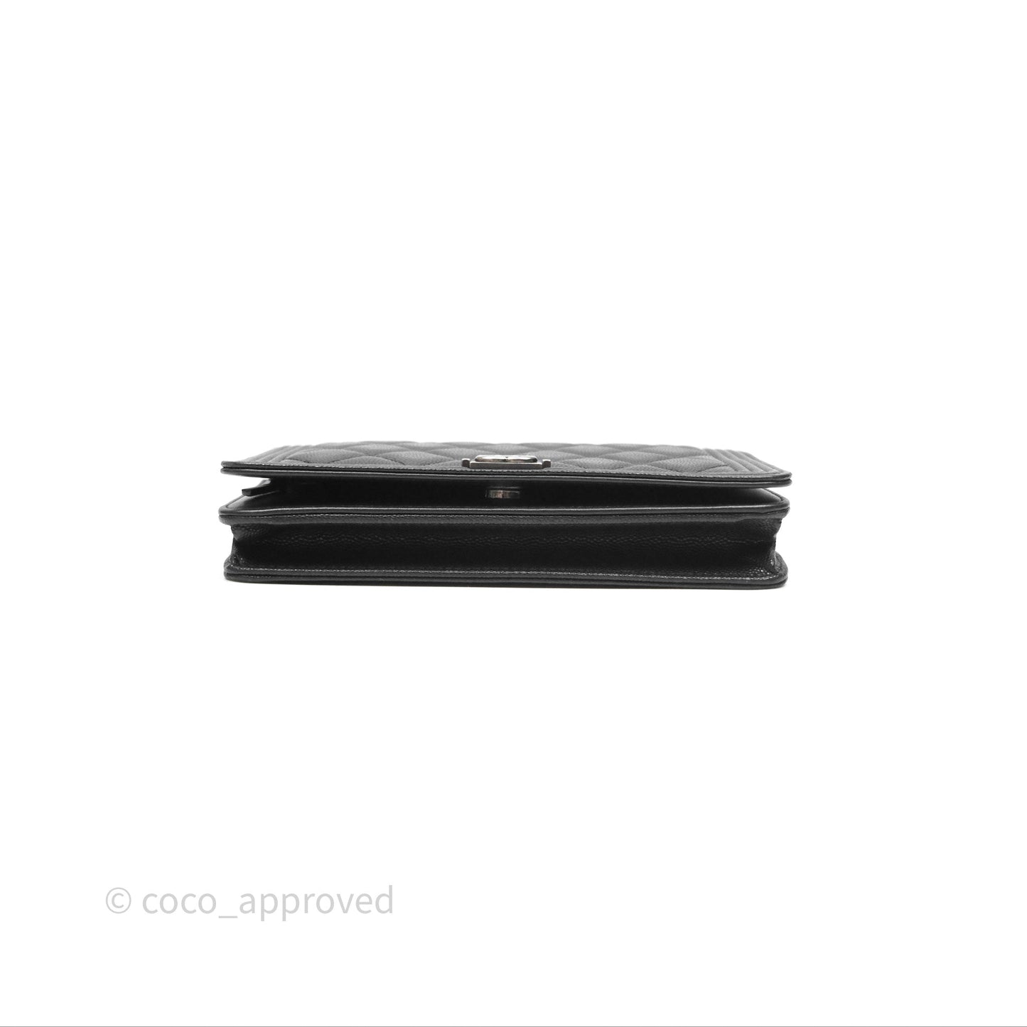 Chanel Quilted Boy Wallet on Chain WOC Black Caviar Ruthenium Hardware