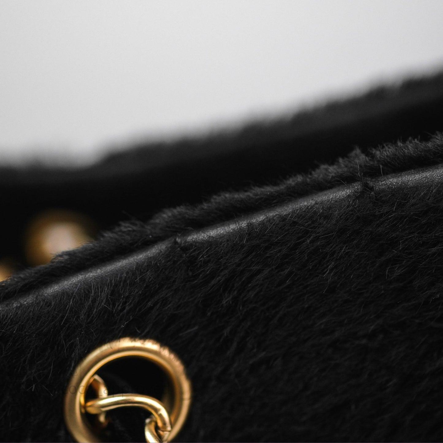 Chanel Vintage Quilted Drawstring Tote Bag Pony Hair Velvet Gold Hardware