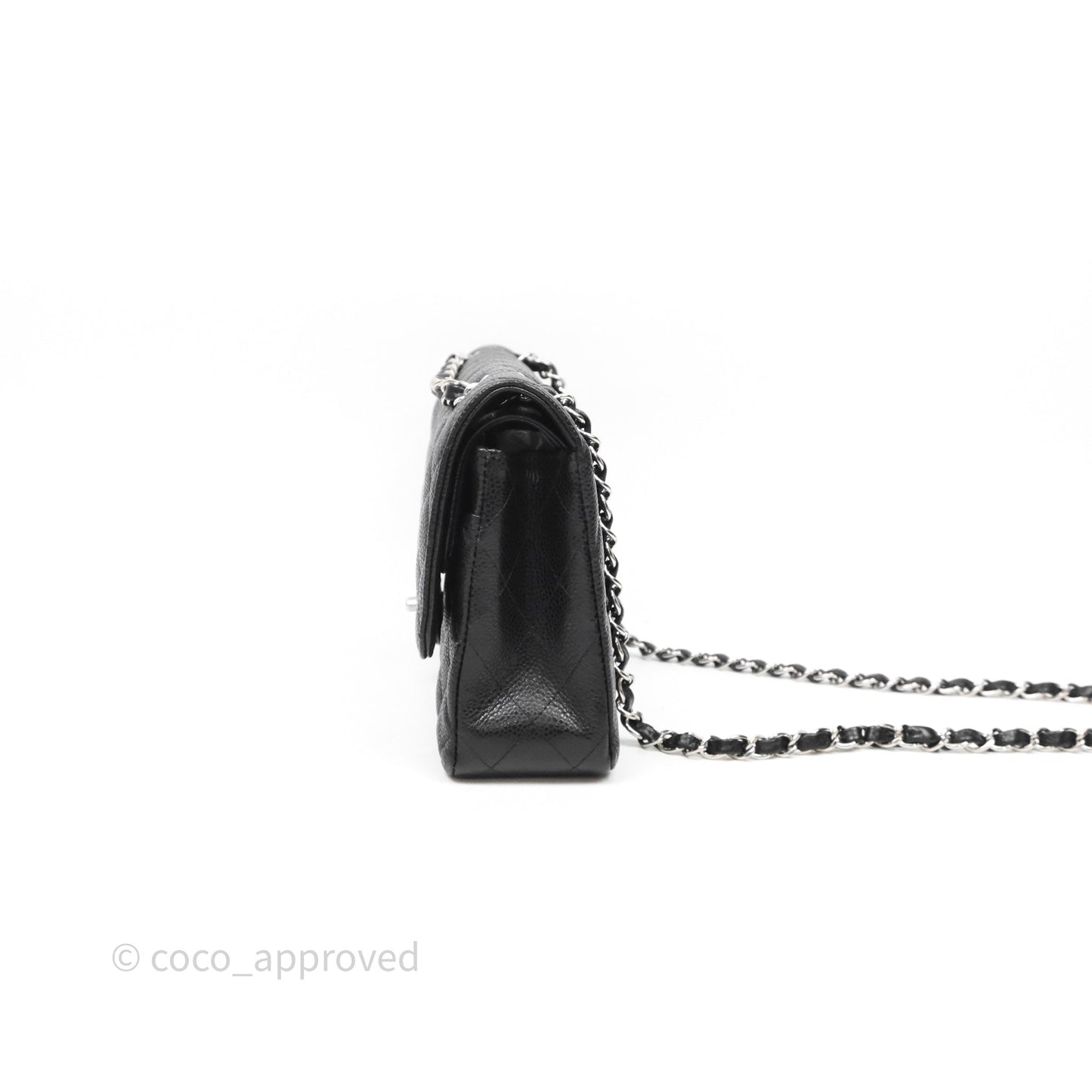 Chanel Classic M/L Medium Flap Quilted Black Caviar Silver Hardware