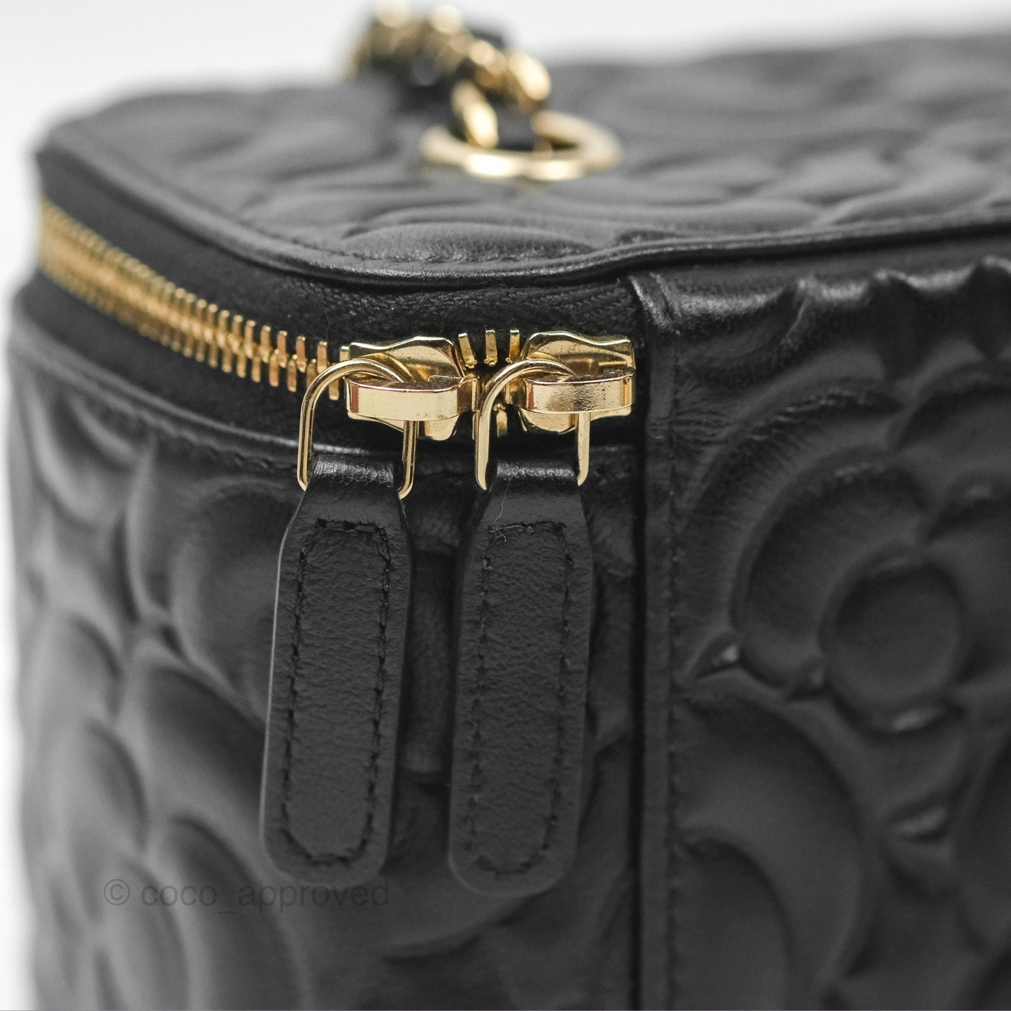 Chanel Vanity Rectangular Camellia Embossed Black Lambskin Gold Hardware 21S