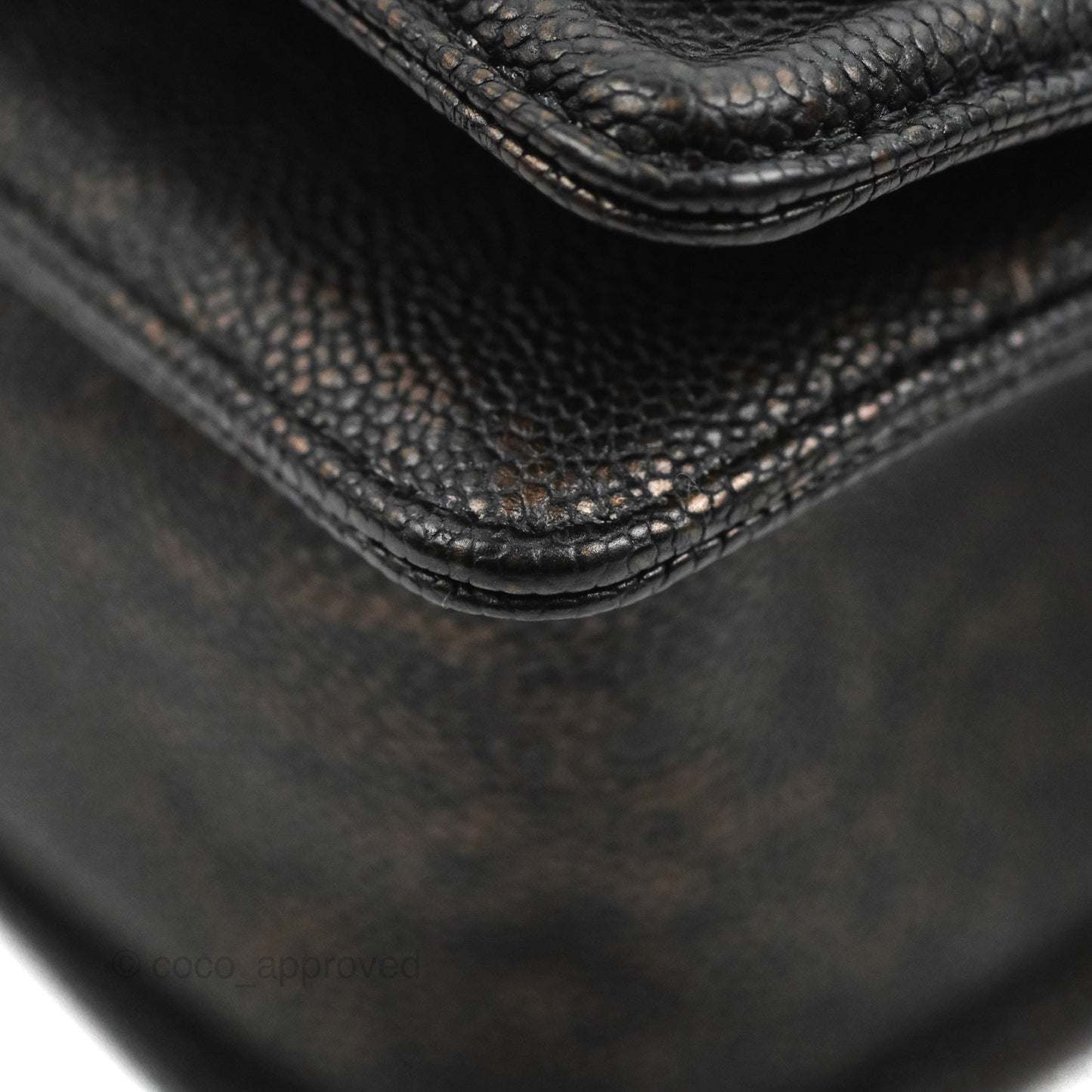 Chanel Medium Braid Around Boy Flap Patinated Caviar Chevron Black Aged Gold Hardware