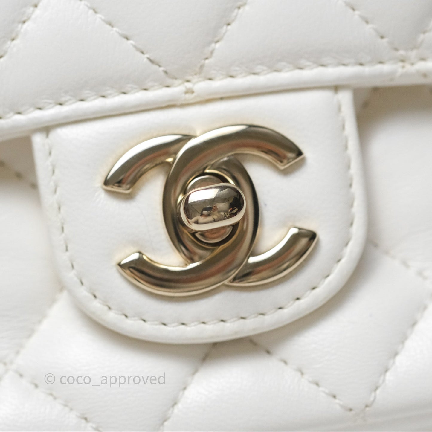 Chanel Crystals Top Handle Mini Rectangular Flap Bag White Lambskin Gold Hardware