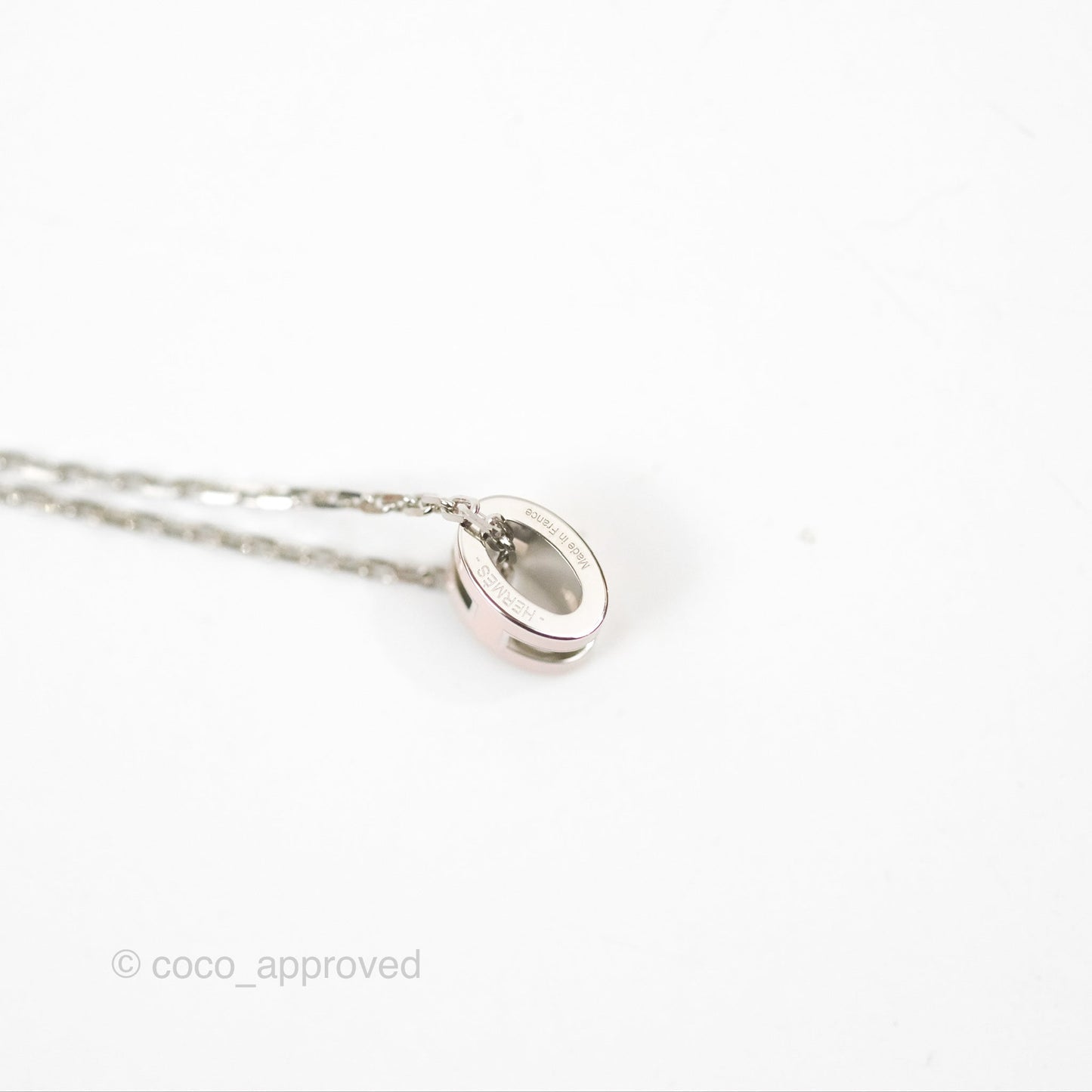 Hermès Mini Pop H Rose Dragee Pendant Necklace Palladium Hardware
