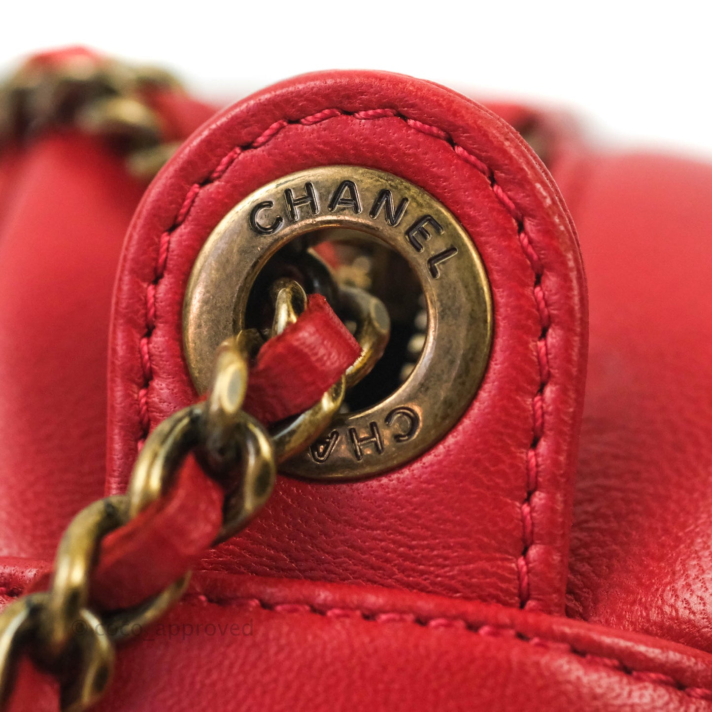 Chanel CC Red Crossbody Camera Bag Aged Gold Hardware