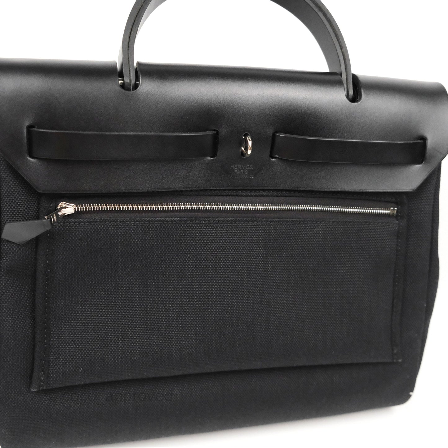 Hermès Herbag Zip 31 Retourne Black Canvas Palladium Hardware
