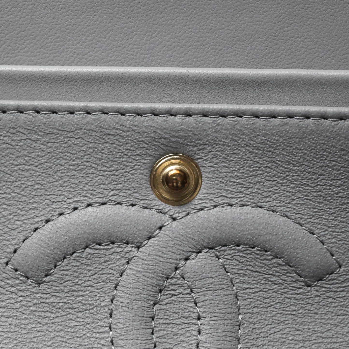 Chanel Classic Small Flap Chevron Grey Lambskin Gold Hardware