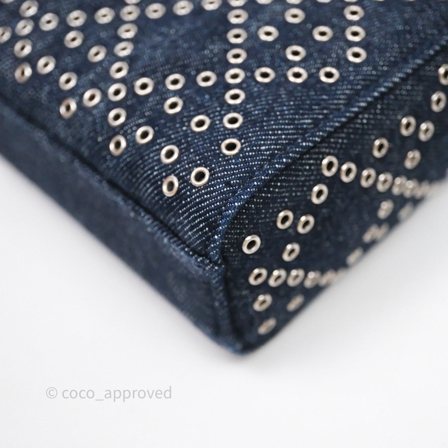 Christian Dior Medium Lady D-Joy Denim Eyelet Silver Hardware