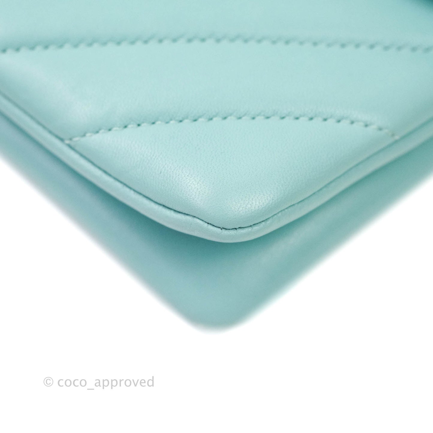 Chanel Trendy CC Chevron Lambskin Flap Bag Tiffany Blue Gold Hardware