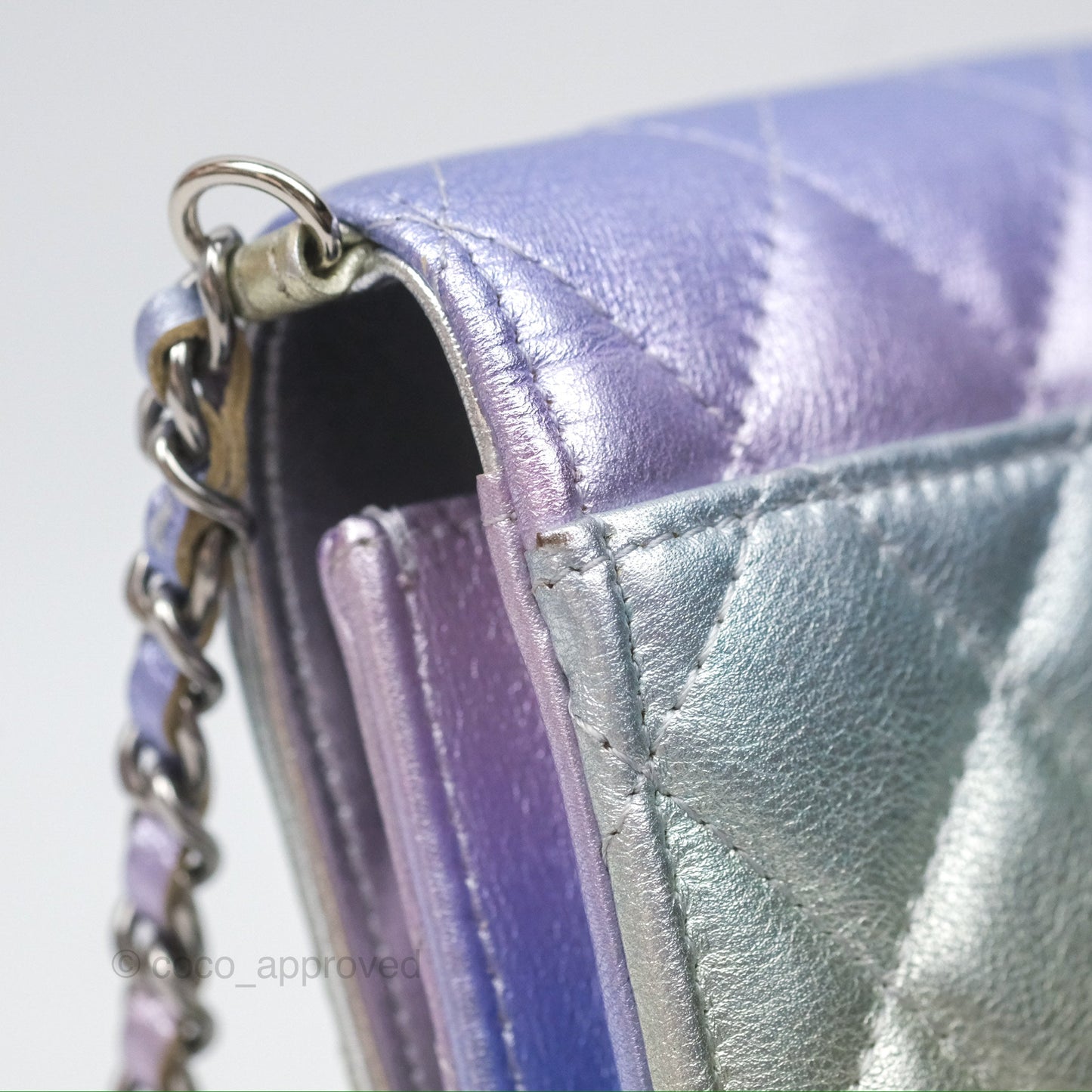 Chanel Classic Quilted Phone Holder Iridescent Rainbow Calfskin
