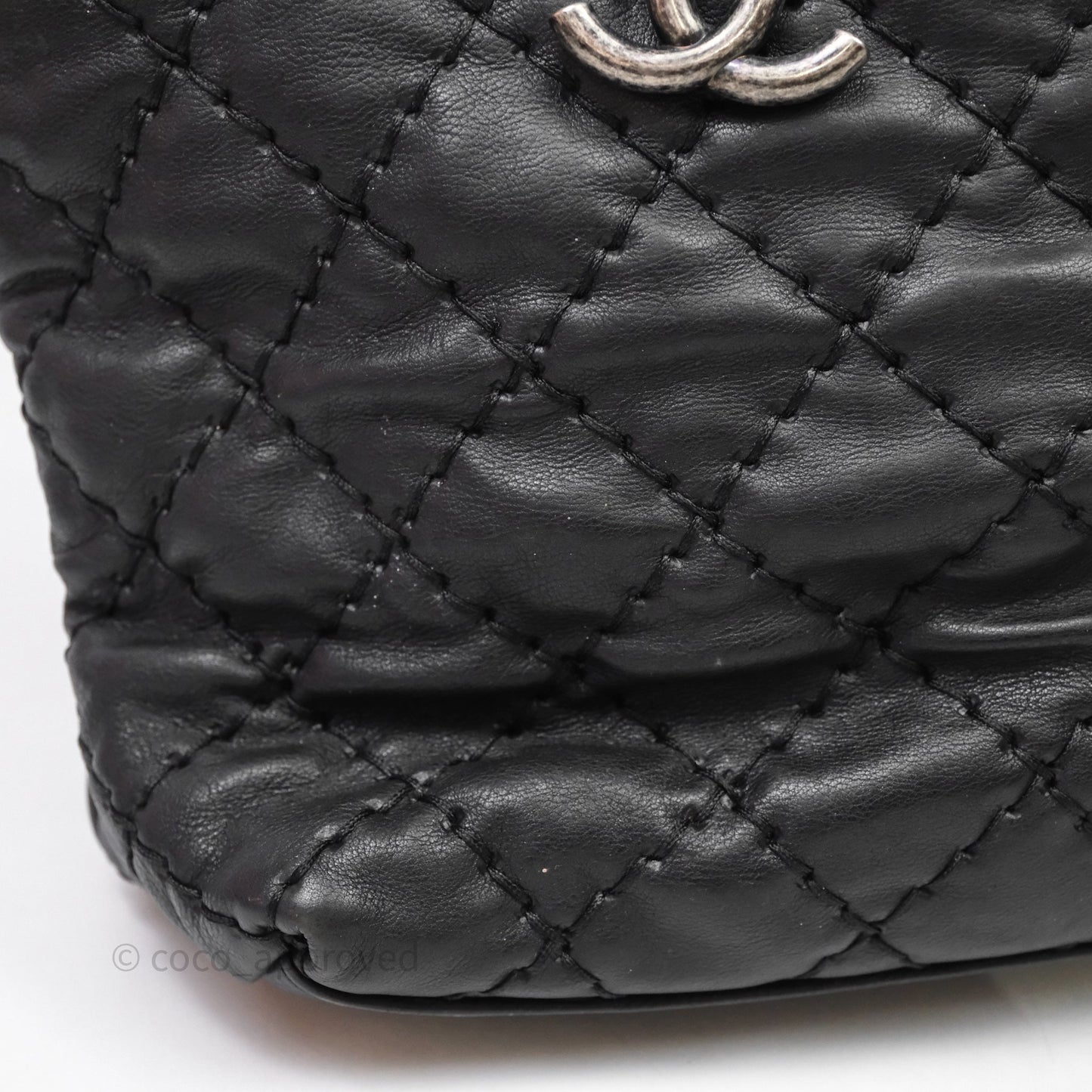 Chanel Ultimate Stitch Shopping Tote Black Calfskin Aged Silver Hardware