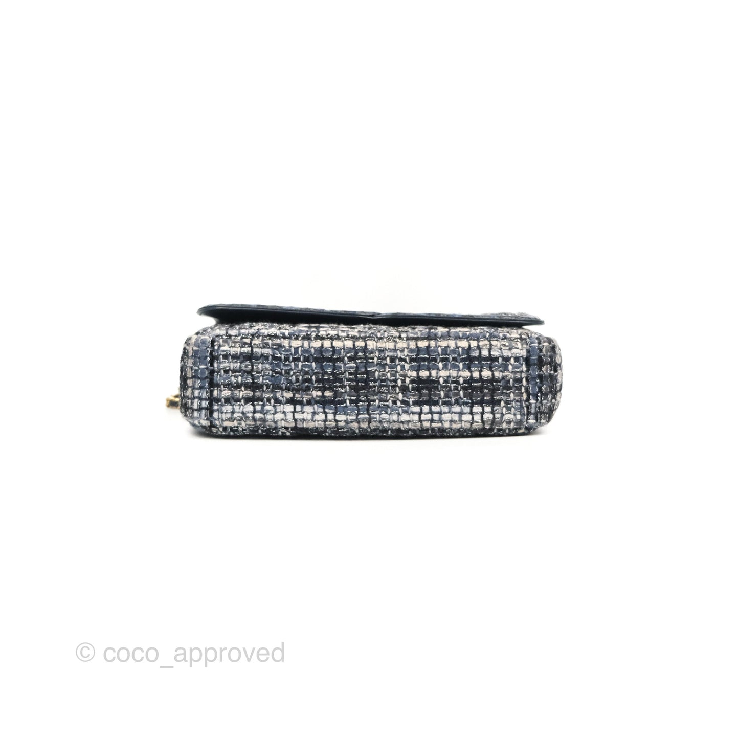 Chanel Quilted Small CC Filigree Flap Navy Tweed Python 18S
