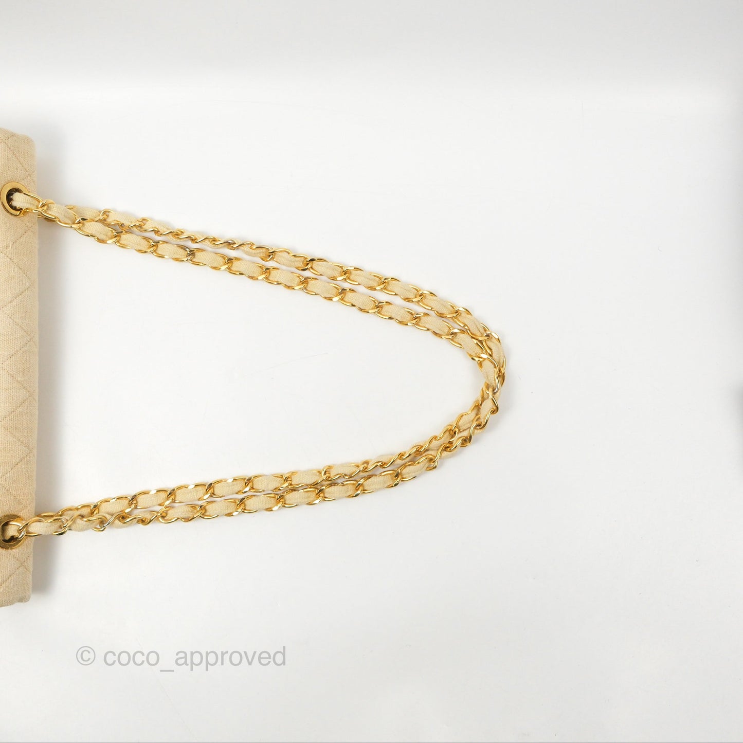Chanel Vintage XL Jumbo Single Flap Beige Cotton Canvas 24K Gold Hardware