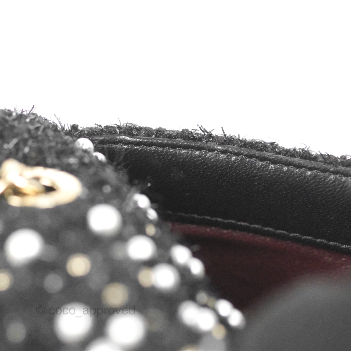Chanel Black Faux Pearl Embellished Tweed Mini Cosmos Flap Bag