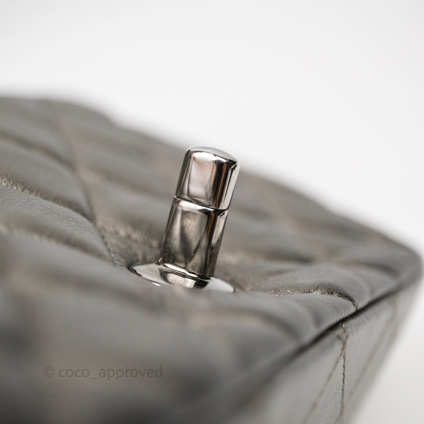 Chanel Mini Square Metallic Dark Grey Lambskin Dark Silver Hardware