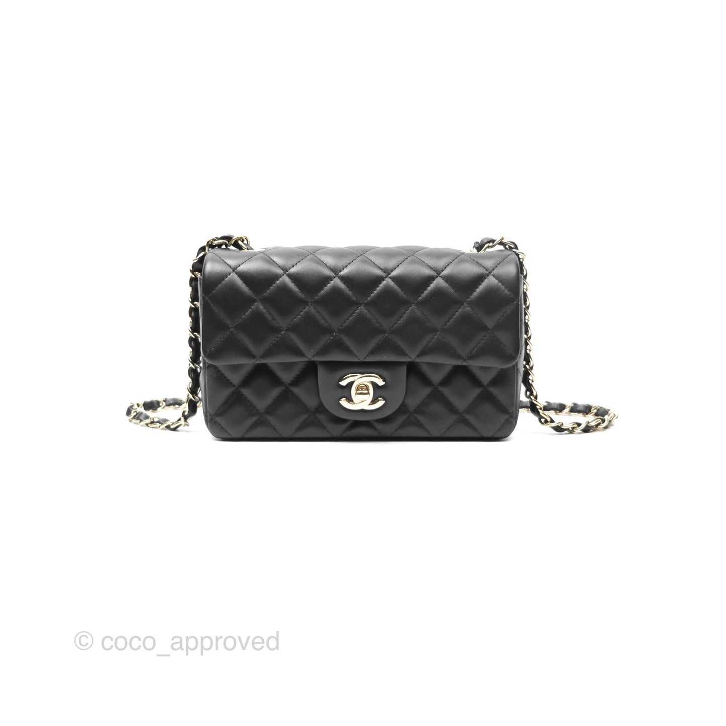 Chanel Mini Rectangular Quilted Black Lambskin Gold Hardware
