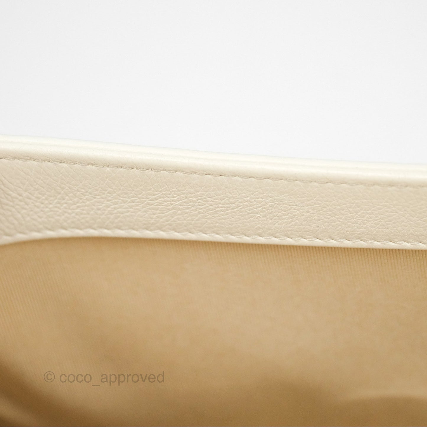 Chanel Quilted Label Click Flap Bag White Grained Calfskin Gold Hardware