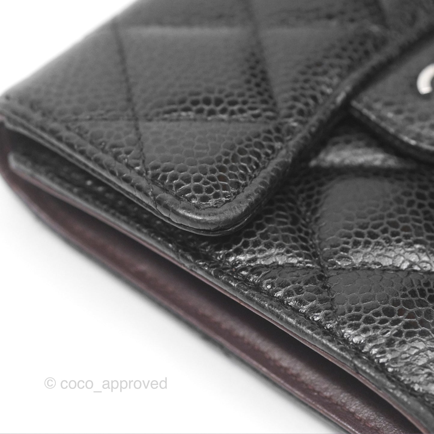 Chanel Classic Short Flap Wallet Black Caviar Silver Hardware