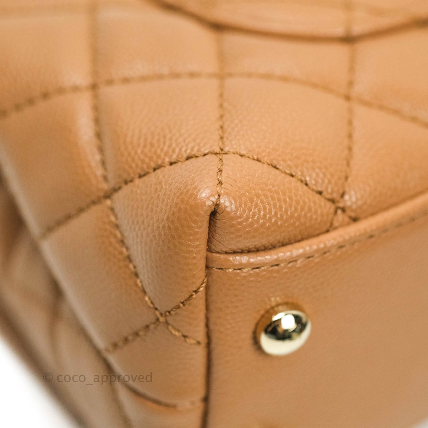 Chanel Quilted Extra Mini Coco Handle Dark Beige Caviar Gold Hardware 21P