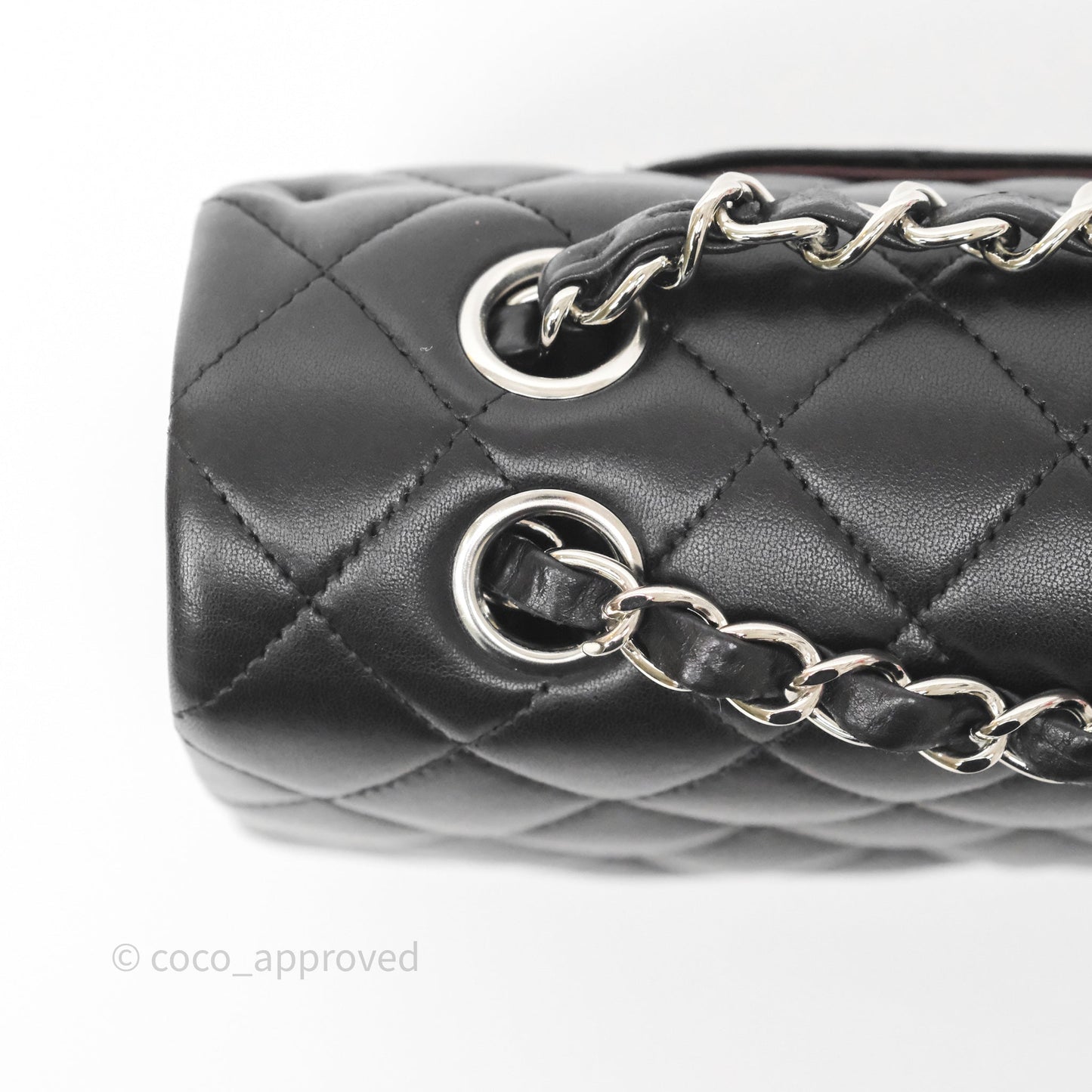 Chanel Classic M/L Medium Flap Quilted Black Lambskin Silver Hardware
