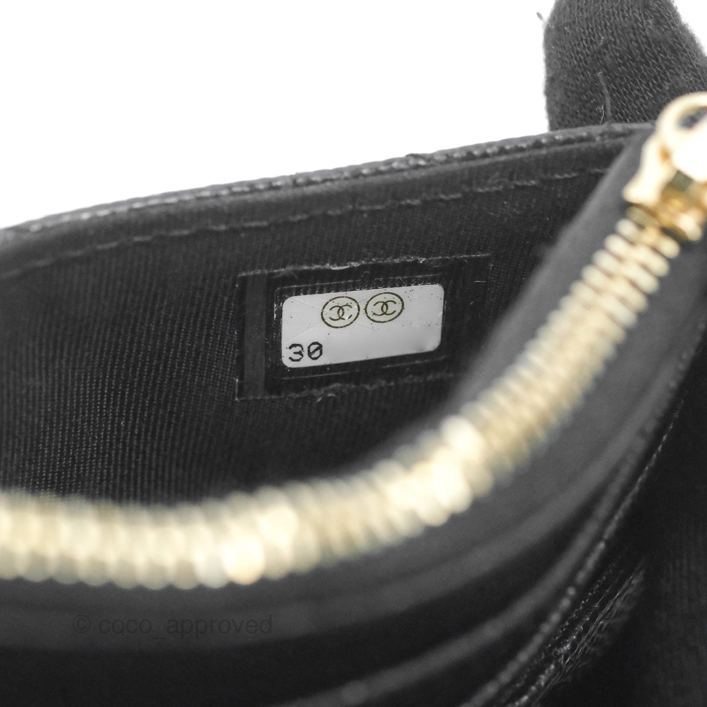 Chanel Quilted CC Zipped Card Holder Caviar Black Gold Hardware