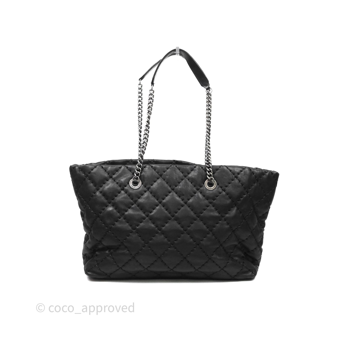 Chanel Ultimate Stitch Shopping Tote Black Calfskin Aged Silver Hardware