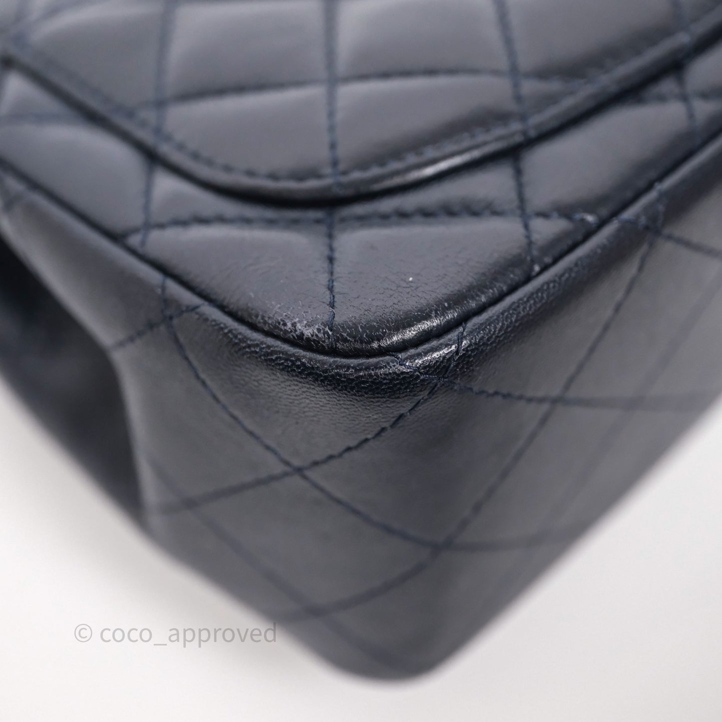 Chanel Mini Square Flap Quilted Navy Lambskin Gold Hardware