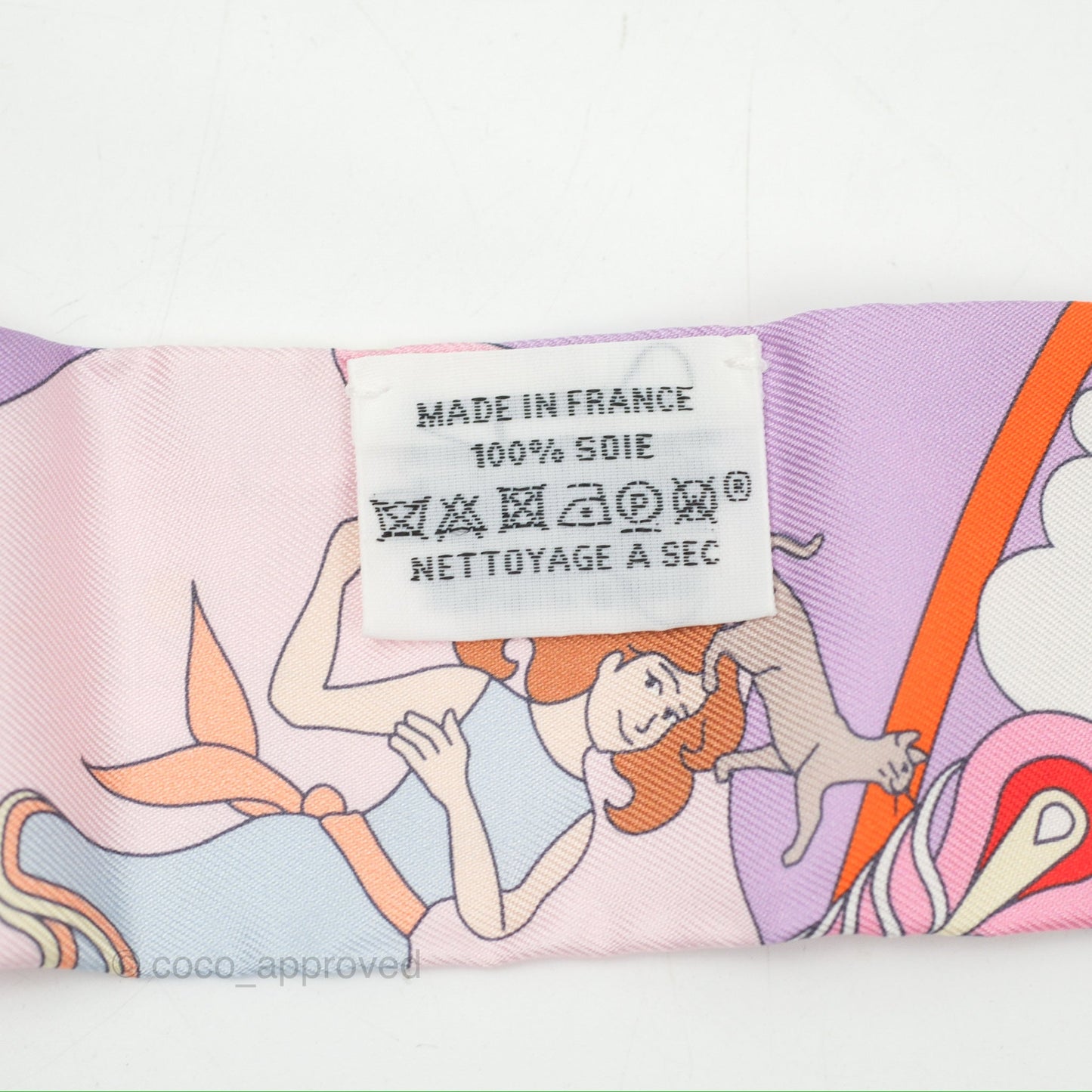 Hermes Silk Carres Volants Twilly Lilas/Rose Pâle/ Orange