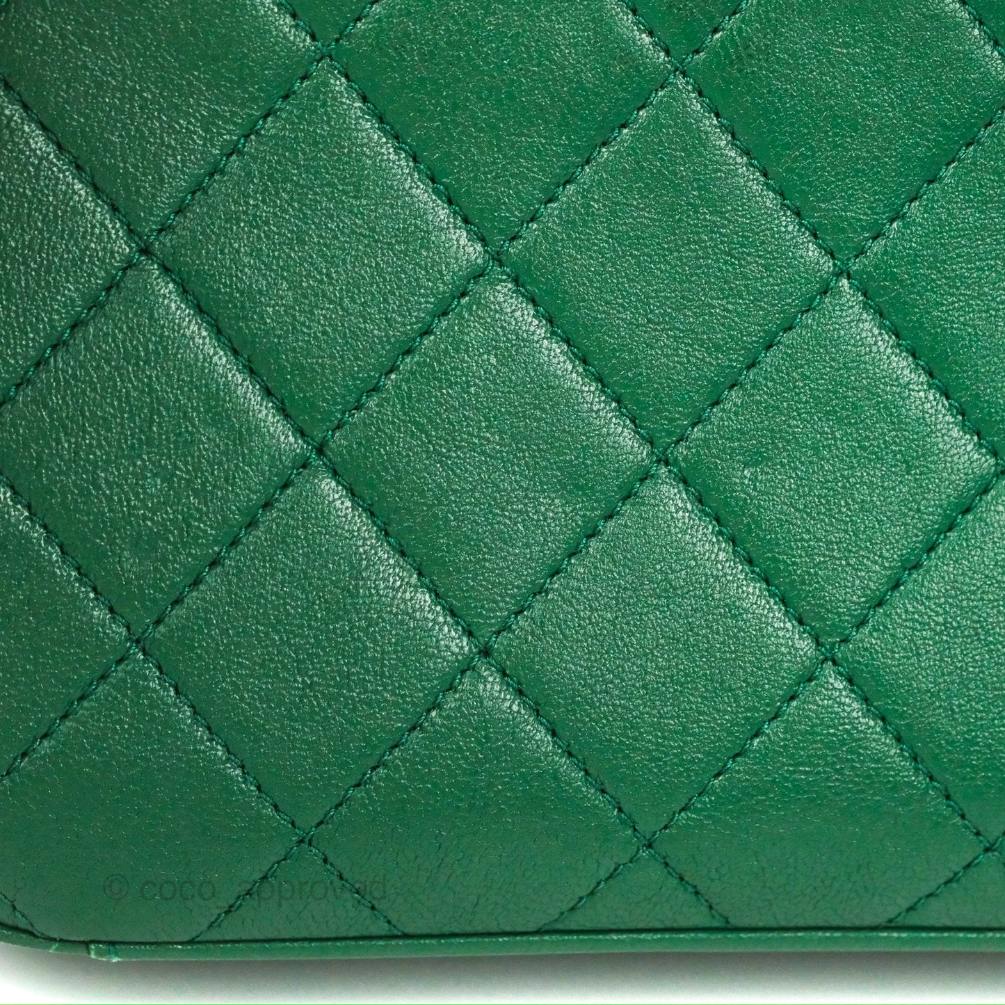 Chanel Chain Infinity Top Handle Bag Green Lambskin Aged Gold Hardware