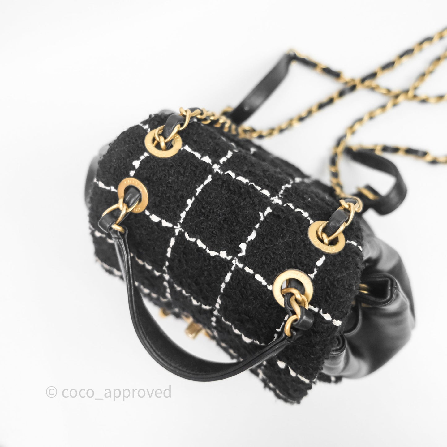 Chanel Duma Backpack Black Tweed Aged Gold Hardware