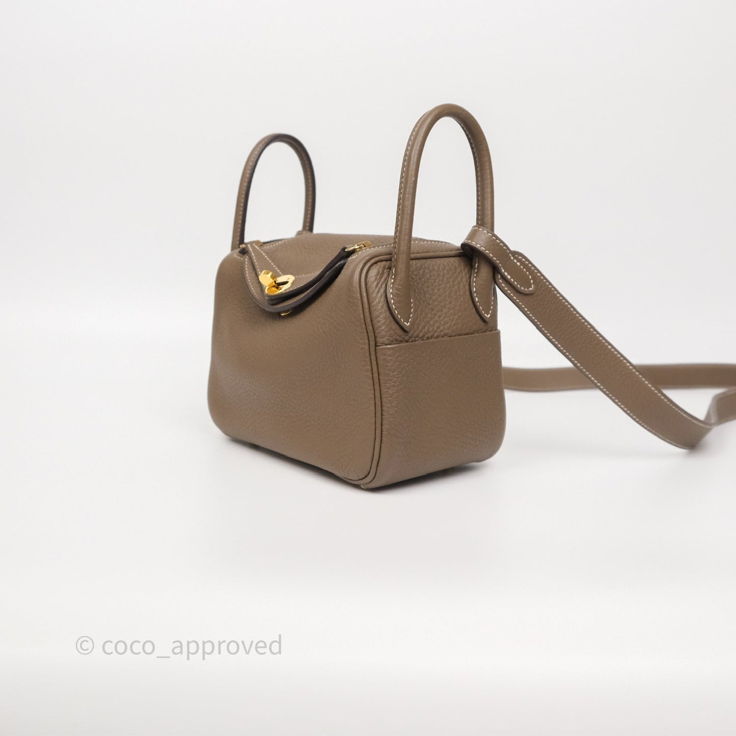 Hermès Mini Lindy 20 Etoupe 18 Clemence Gold Hardware