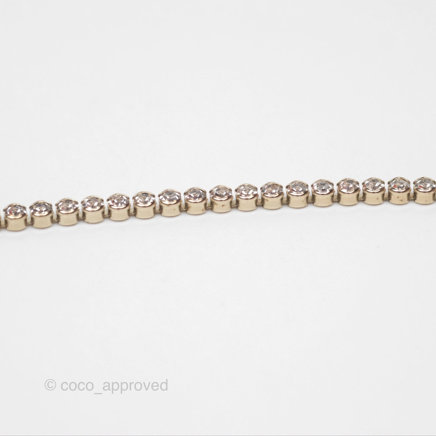 Chanel CC Crystal Chain Choker Necklace Gold Tone 21S