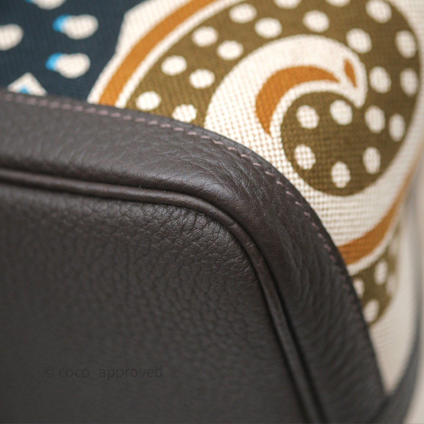 Hermès Garden Party 36 Printed H Plume Canvas/ Negonda Caramel 28/ Ecru-beige 14/ Ebene 46