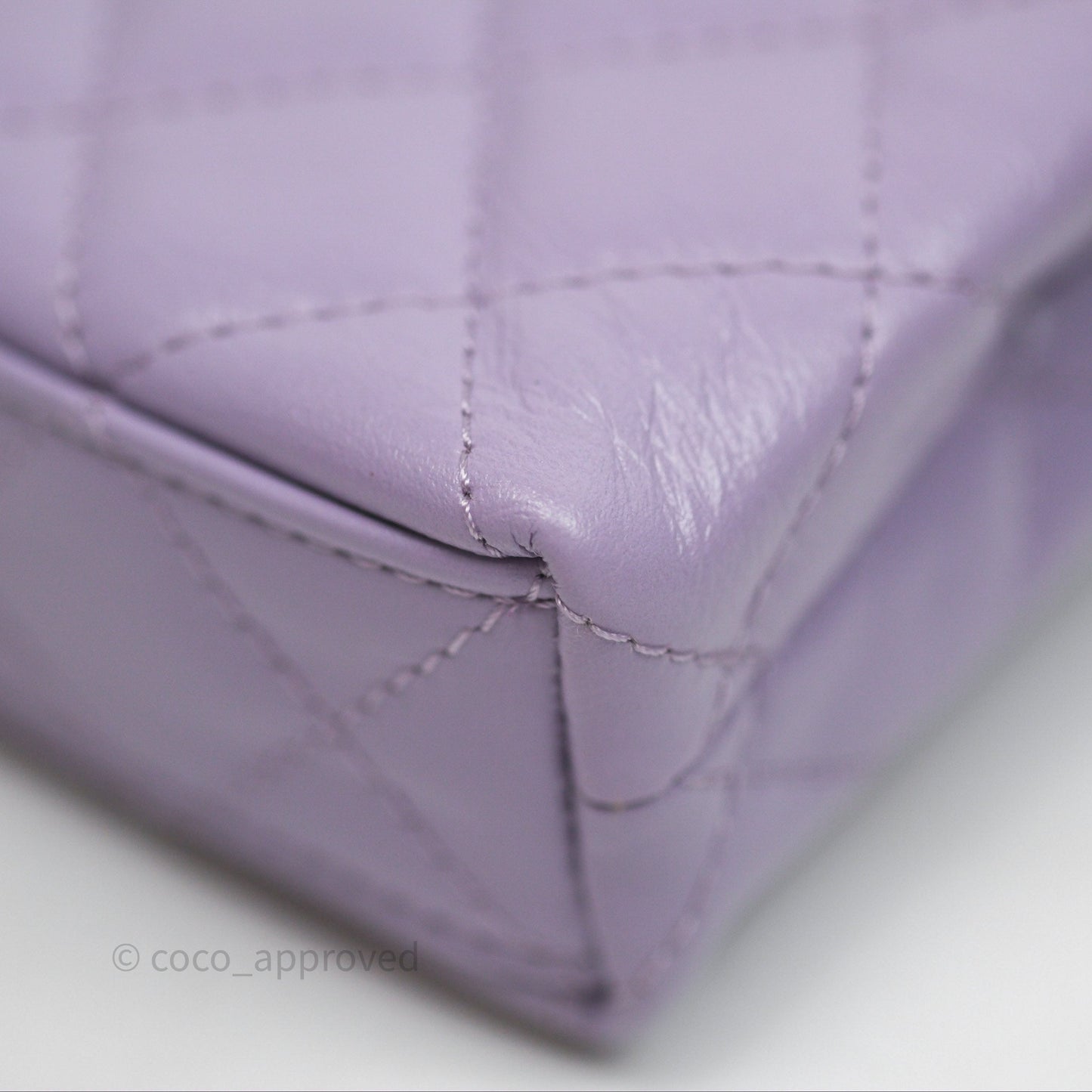 Chanel Mini Nano Kelly Bag Purple Shiny Calfskin Aged Gold Hardware