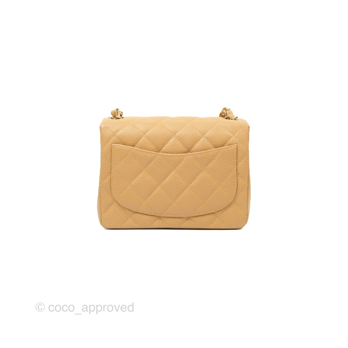 Chanel Quilted Vintage Mini Square Flap Beige Caviar 24K Gold Hardware