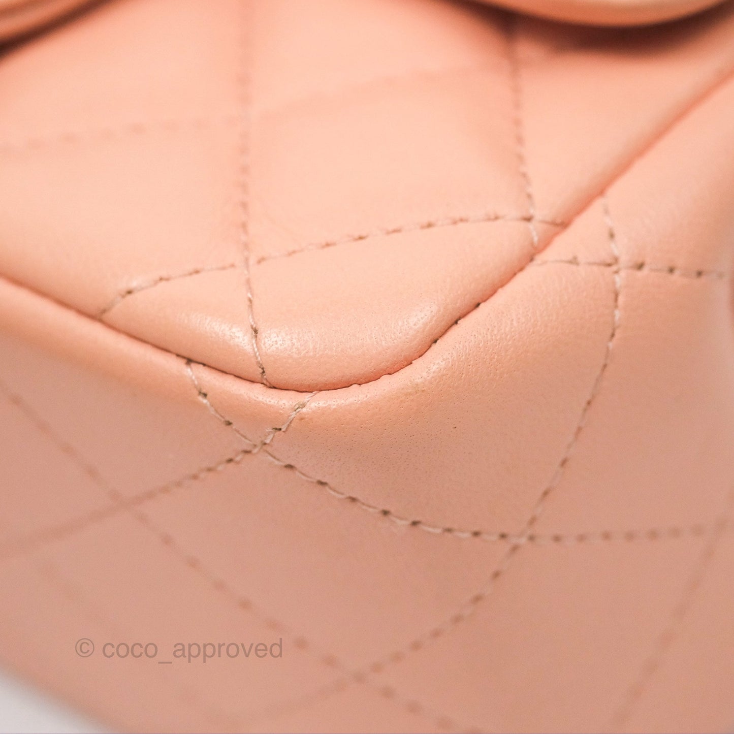 Chanel Quilted Mini Square Lambskin Light Beige Pink Gold Hardware