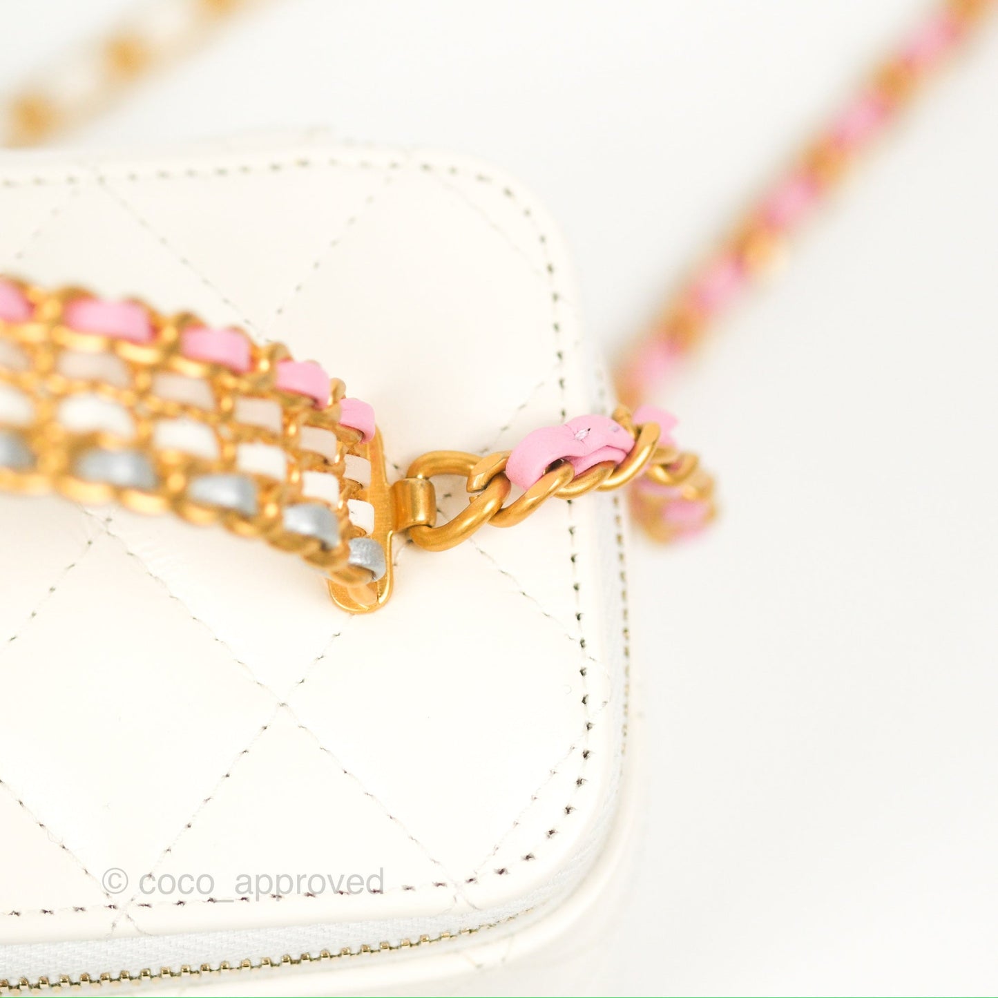 Chanel Rainbow Top Handle Vanity White Glazed Lambskin 23P