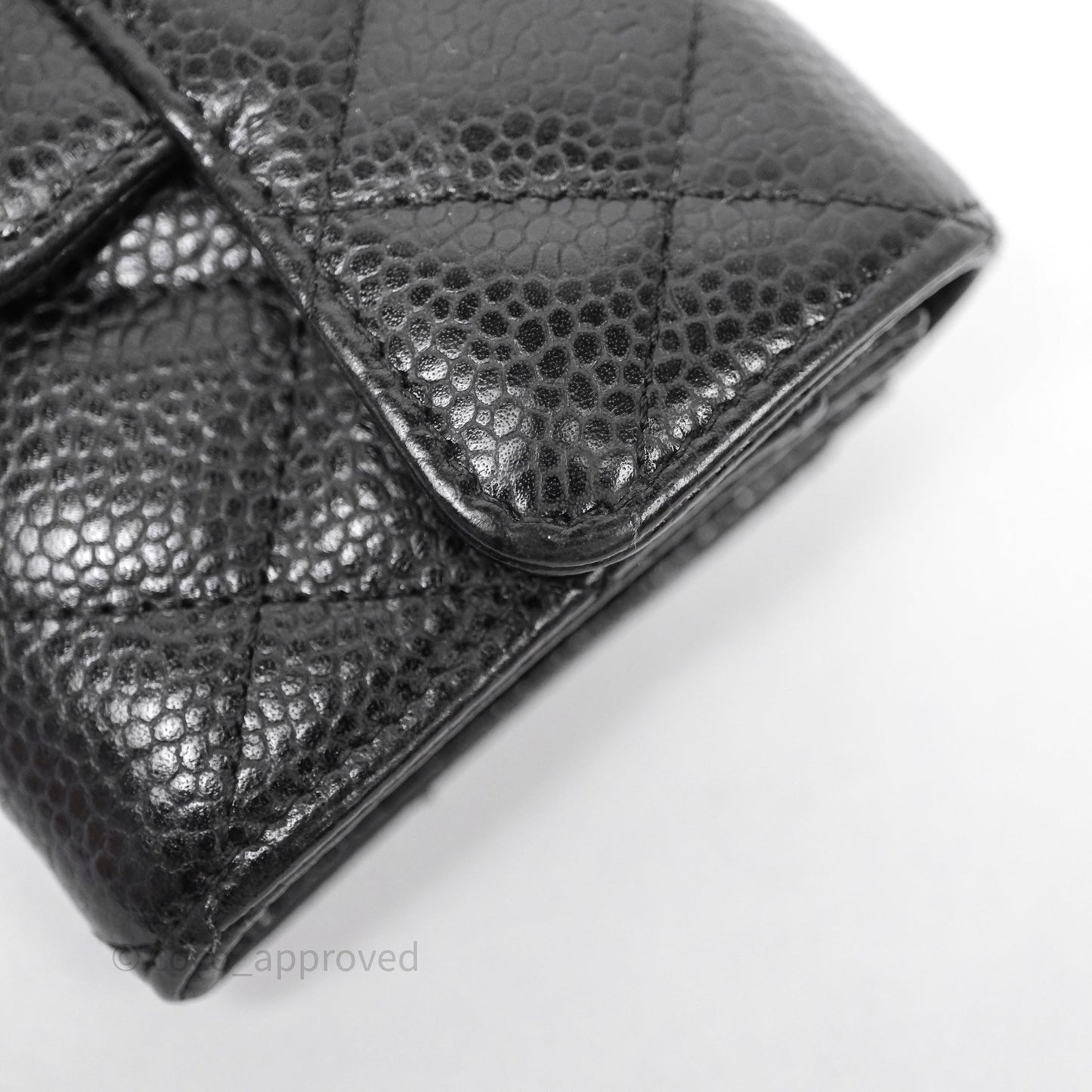 Chanel Quilted Flap Card Holder Black Caviar Silver Hardware