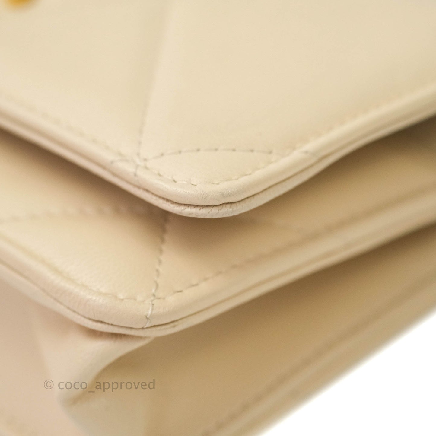 Chanel 19 Quilted Wallet on Chain WOC Beige Goatskin Mixed Hardware