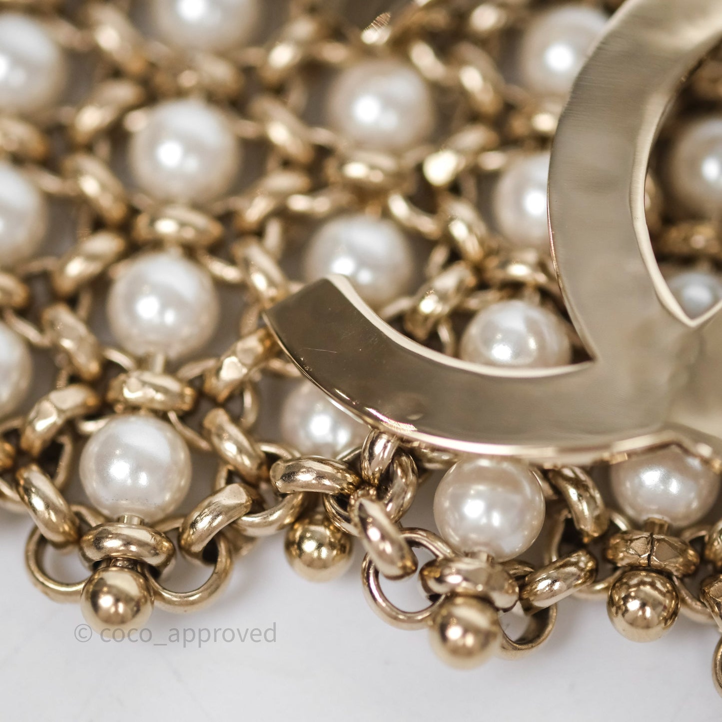 Chanel CC Pearl Bracelet Gold Tone 20C