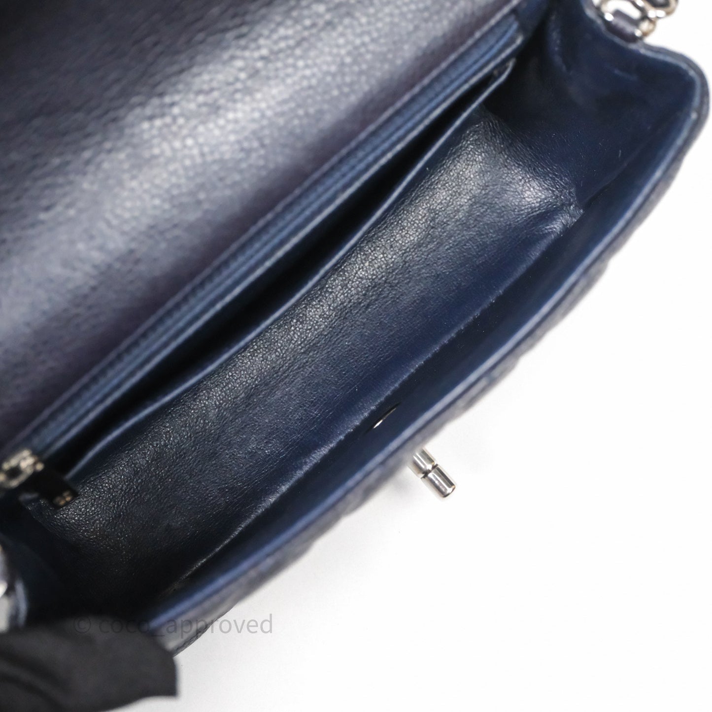 Chanel Mini Rectangular Quilted Dark Navy Caviar Silver Hardware