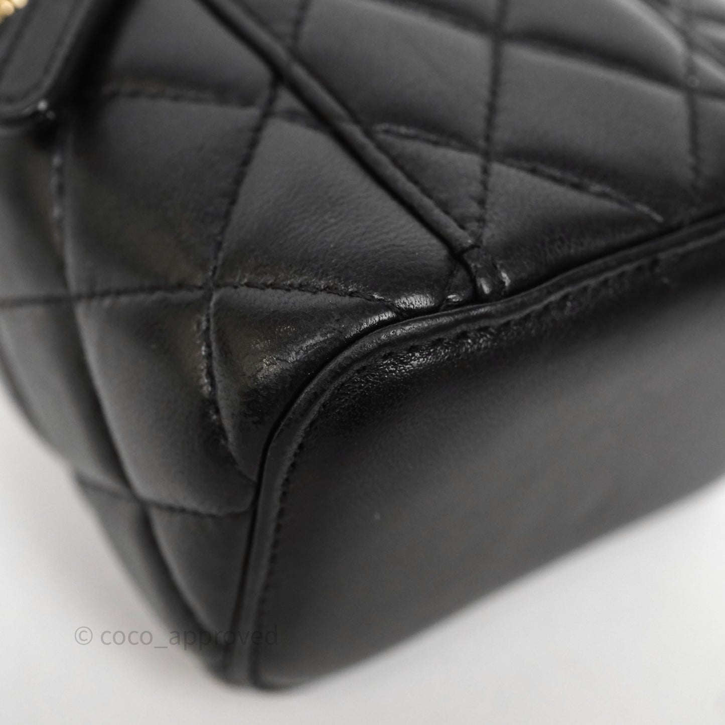 Chanel Mini Black Lambskin Vanity Pearl Crush With Chain Gold Hardware